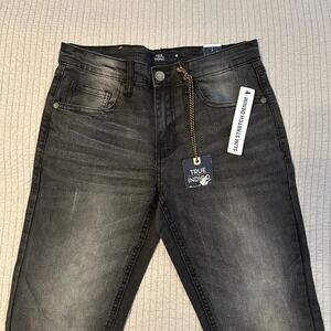 True Indigo Jeans Size 16 (28x28.5) Faded Black‎ Slim Stretch Denim